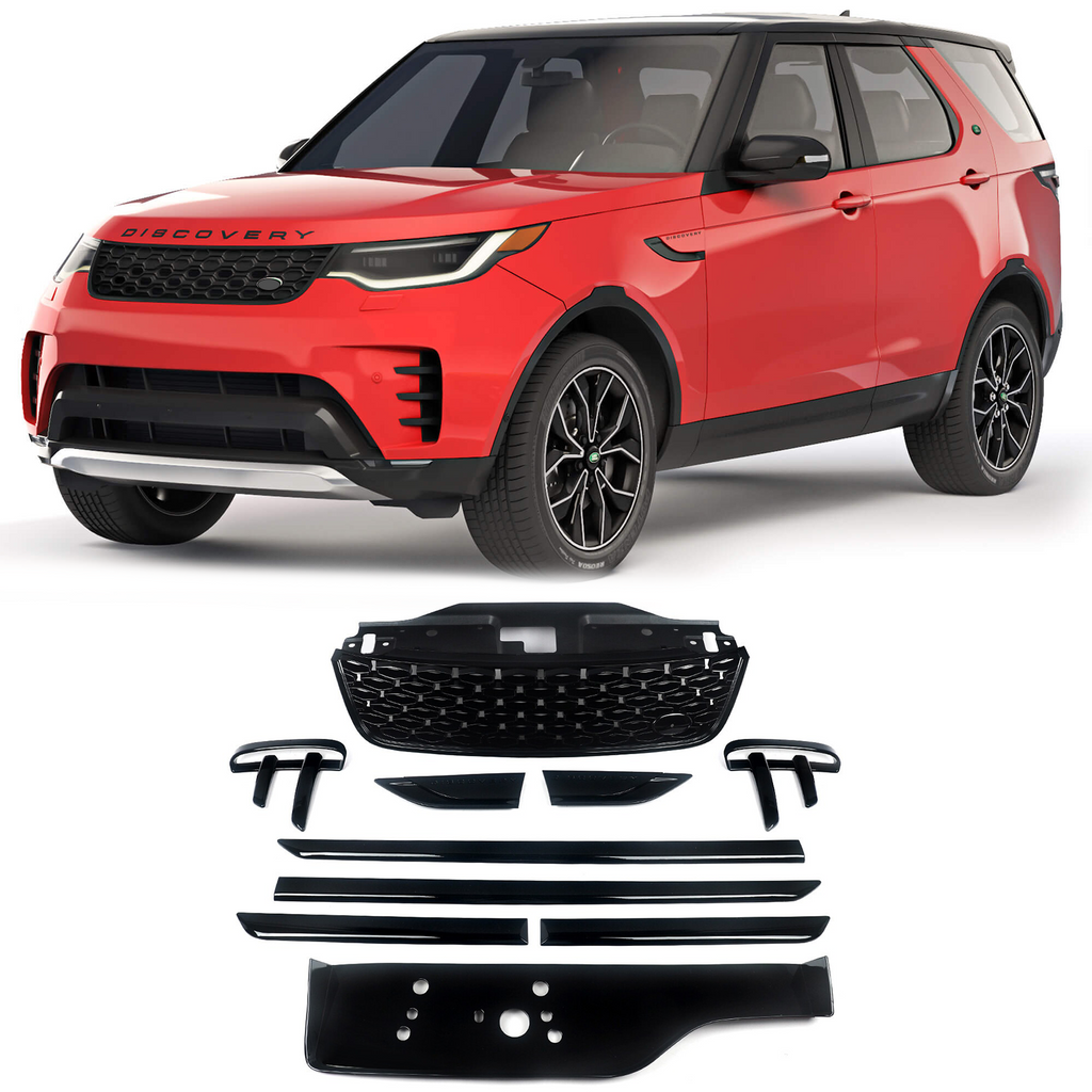 BUfeeters 10Pcs Front Grille Side Fender Kit Fit For 2017 2018 2019 2020 2021 2022 2023 Land Rover Discovery 5 L462,Dynamic Style,Gloss Black