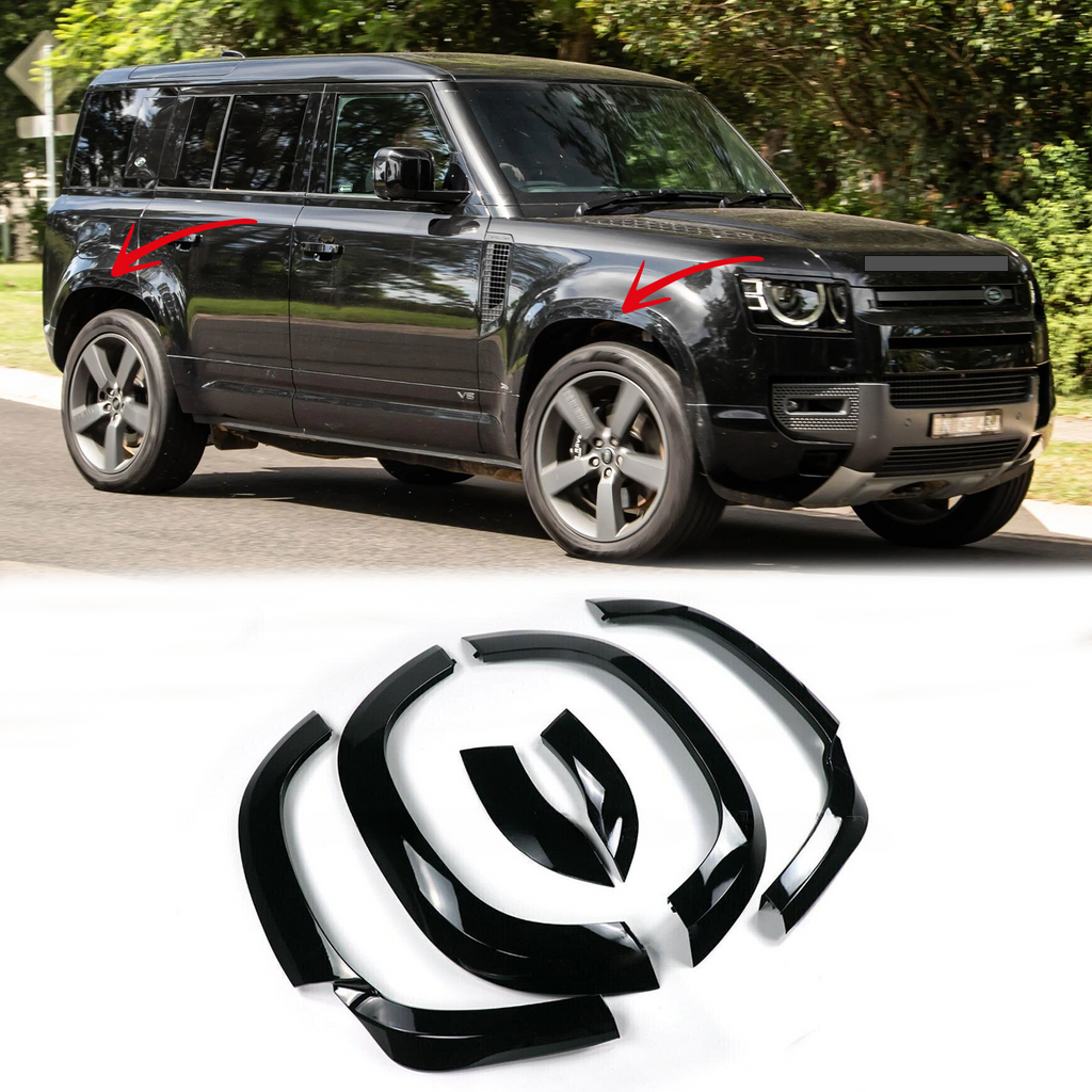 BUFEETERS Set Fender Flare Wheel Eyebrow Arch Trim Fit For 2020 2021 2022 2023 2024 2025 Land Rover Defender 110,Gloss Black