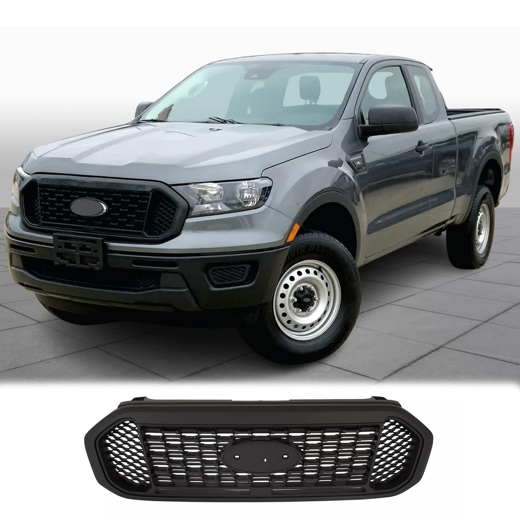 BUFEETERS Front Bumper Upper Grille Fit For 2019 2020 2021 2022 2023 Ford Ranger,Honeycomb Style,Matte Black