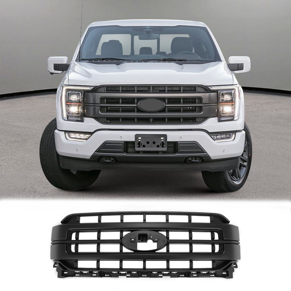 BUFEETERS Front bumper Upper Grille Fit For 2021 2022 2023 Ford F-150 Lariat,Factory Style,Matte Black