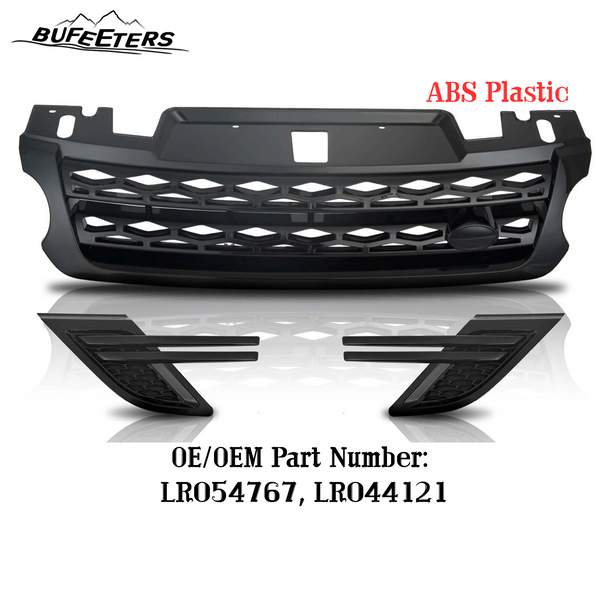 BUFEETERS  Front Grille Air Side Vent Set Fit For 2014 2015 2016 2017 Range Rover Sport,Mesh Style,Gloss Black