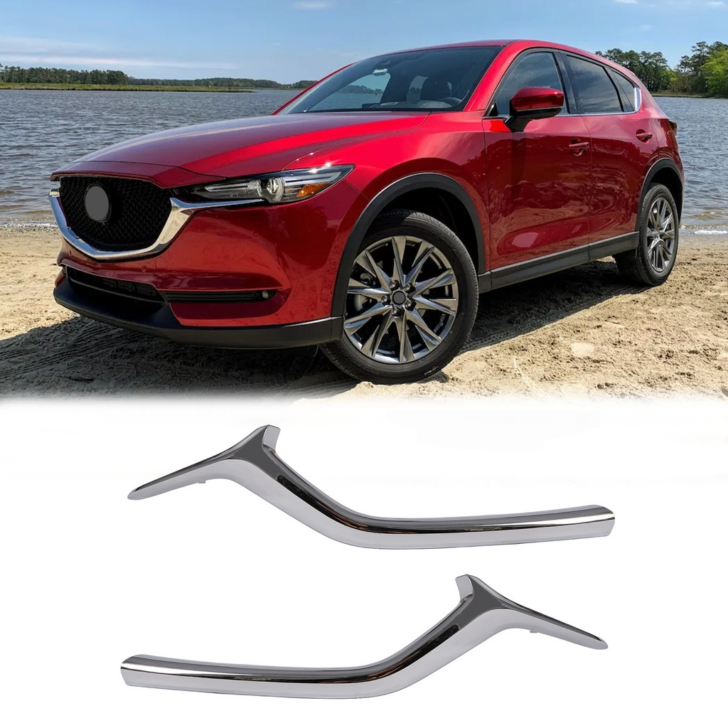 BUFEETERS 2Pcs Left & Right Front Bumper Grille Molding Trim Fit For 2017 2018 2019 2020 2021 Mazda CX-5,Factory Style,Chrome&Silver