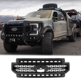 BUFEETERS Front Bumper Upper Grille Fit For 2020 2021 2022 2023 F-250 F-350 F-450 F-550 Lariat Super Duty,Mesh Style,Gloss Black