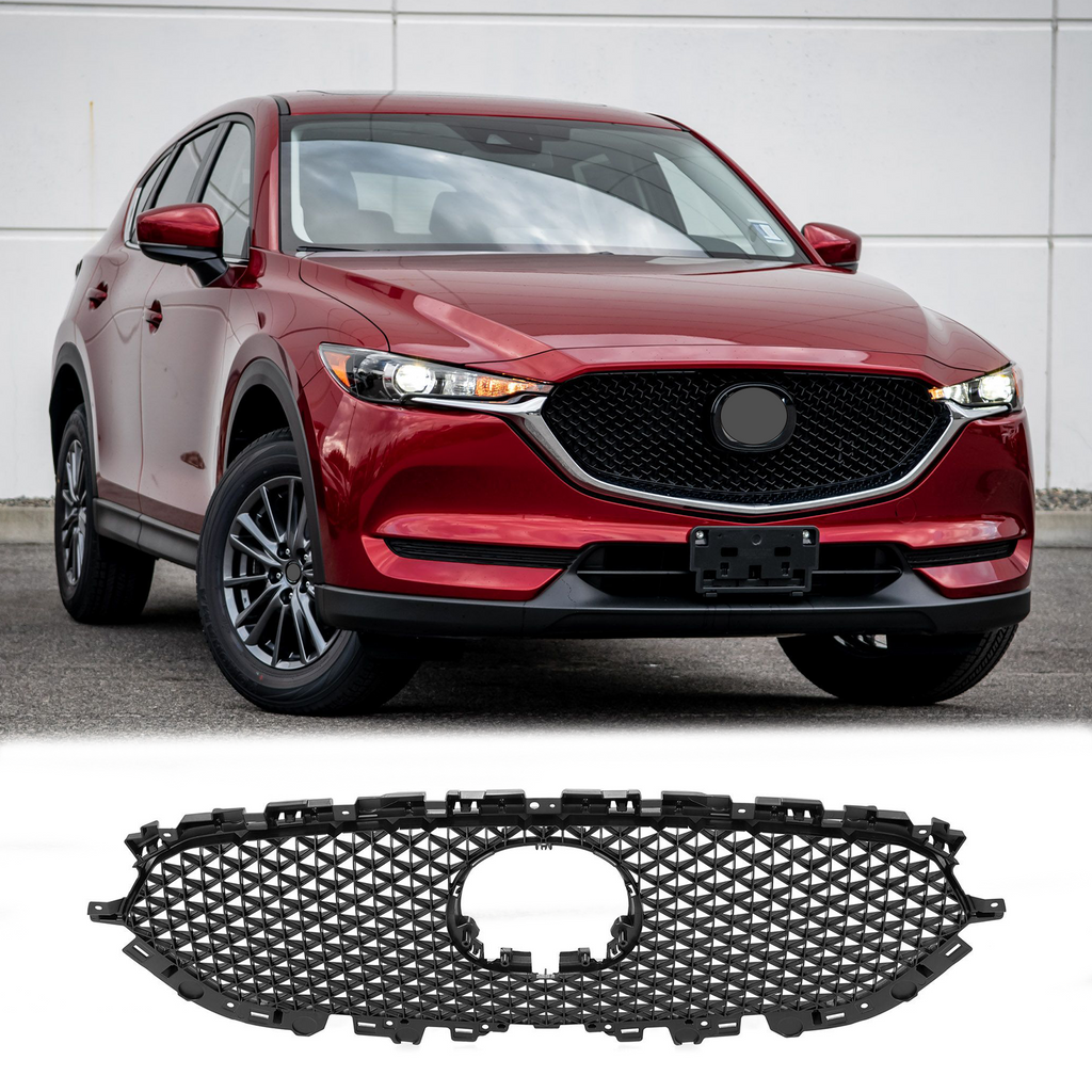 BUFEETERS Front Bumper Mesh Radiator Grille Fit For 2017 2018 2019 2020 2021 Mazda CX-5,Mesh Style,Black