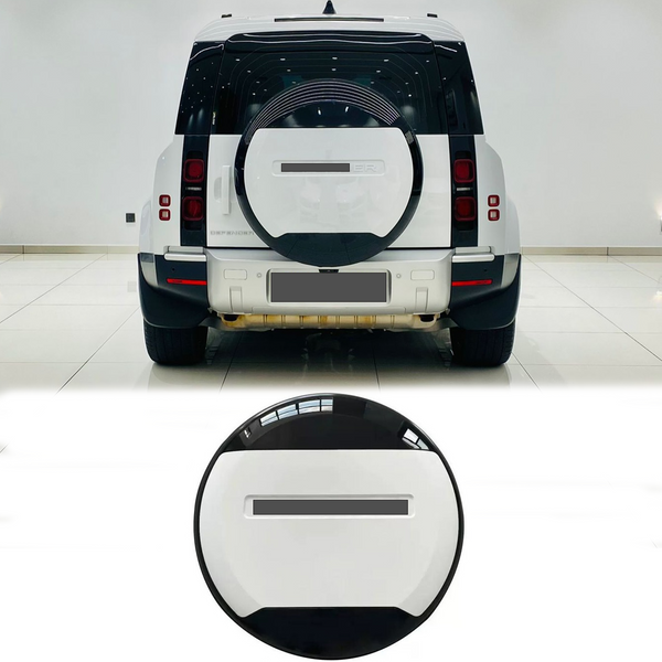 BUFEETERS Rear Spare Tire Cover Fit For 2020-2025 Land Rover Defender 90/110/130 L663 L851 Wheel Cover,Fuji White&Gloss Black&White Letters