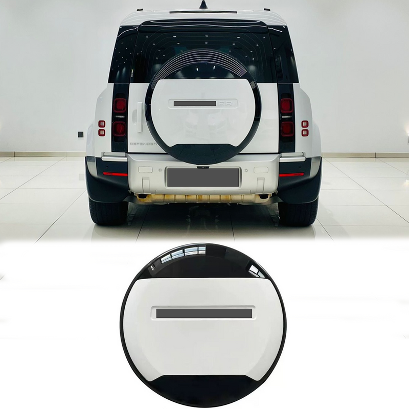BUFEETERS Rear Spare Tire Cover Fit For 2020-2025 Land Rover Defender 90/110/130 L663 L851 Wheel Cover,Fuji White&Gloss Black&White Letters