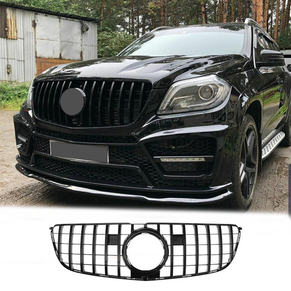 BUFEETERS  Front Bumper Upper Grille Fit For 2016 2017 2018 2019 Mercedes Benz GLS450 X166,GTR Style,Gloss Black