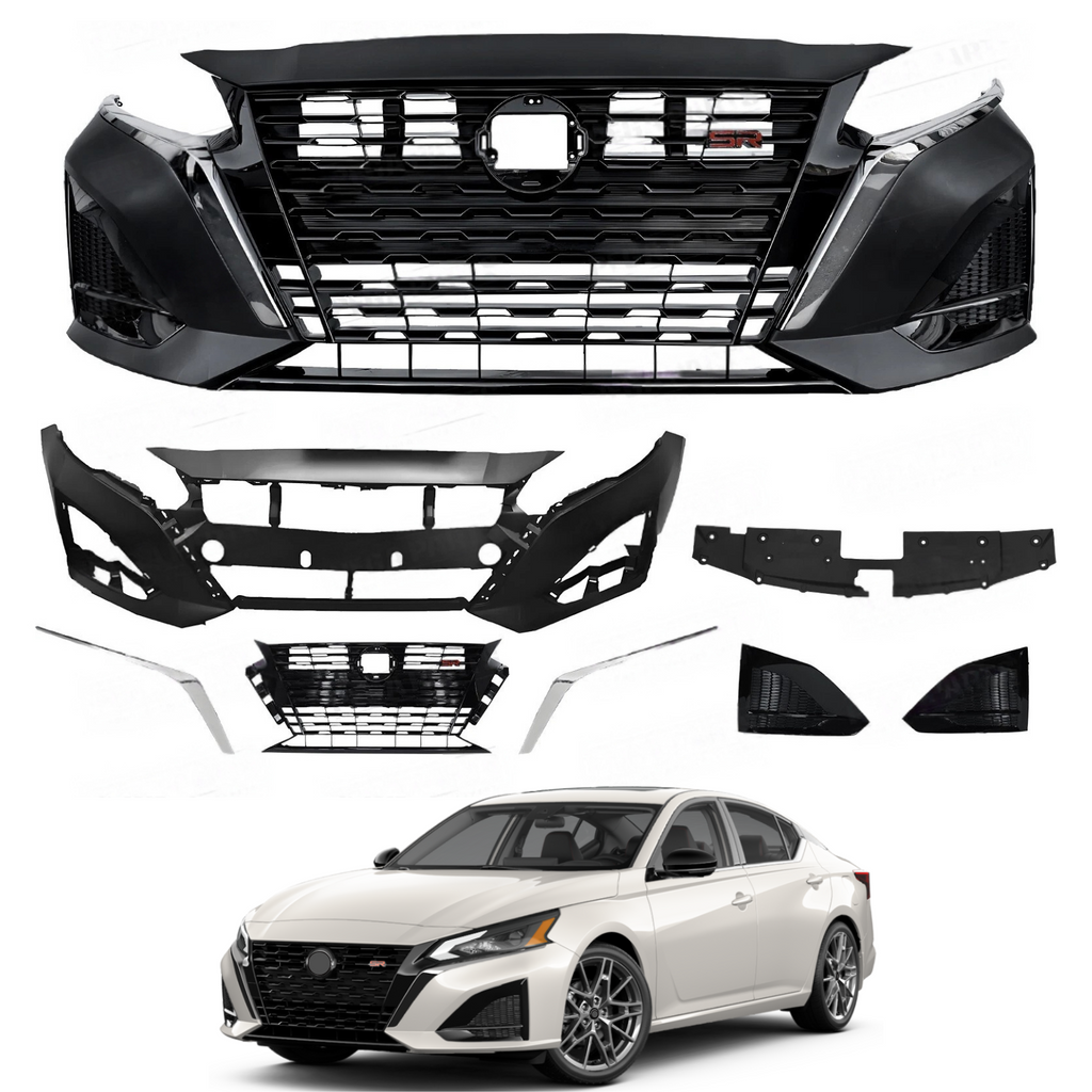 BUFEETERS  7PCS Front Bumper Grill Fog Covers Trims Fit For 2023 2024 2025 Nissan Altima SR,Factory Style,Chrome&Black