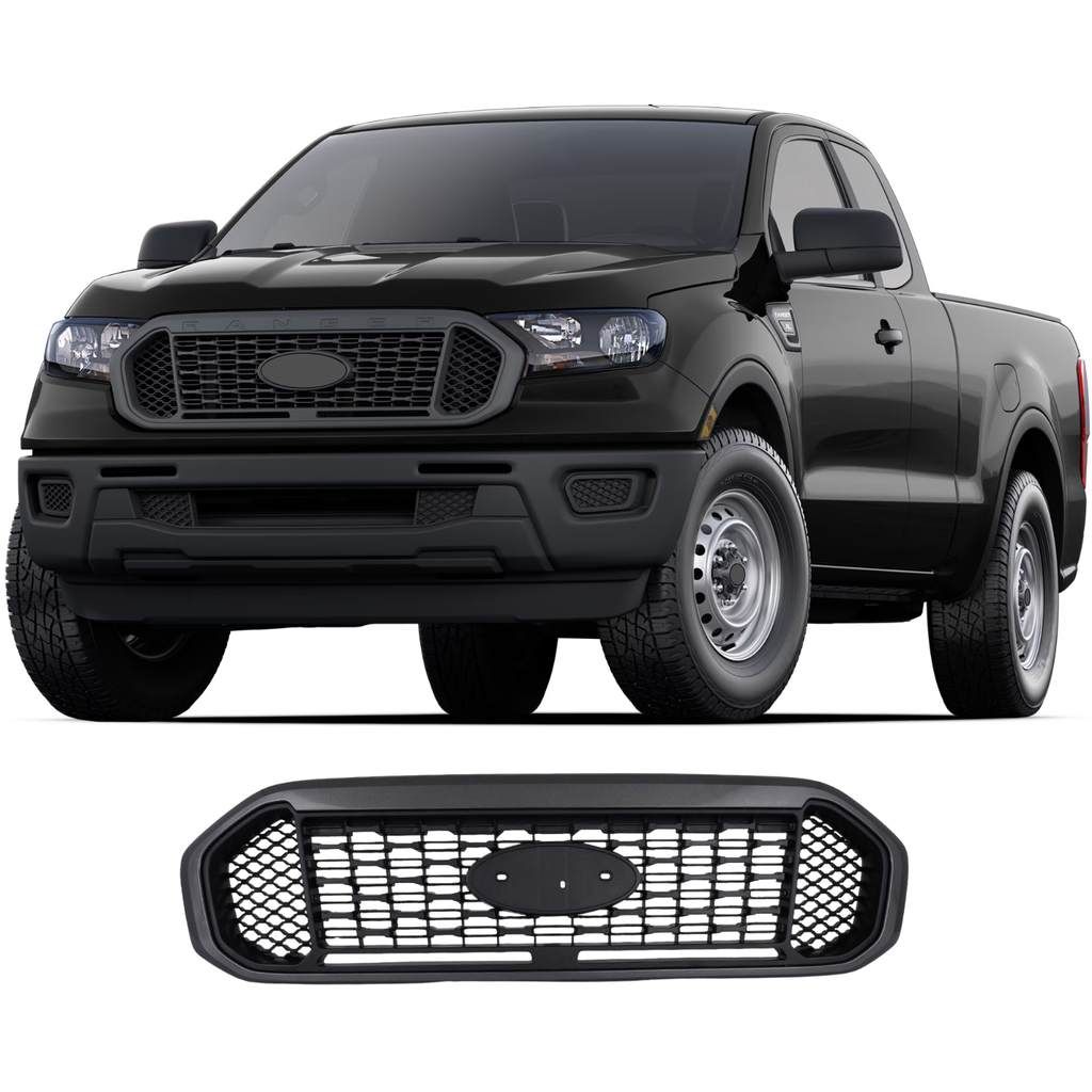 BUFEETERS   Front Upper Grille Fit For 2019 2020 2021 2022 2023 Ford Ranger,Honeycomb Style,Gray