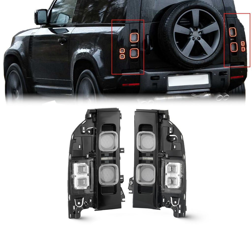 BUFEETERS Pair Black LED Tail Light Assembly Fit For 2020 2021 2022 2023 2024 Land Rover Defender 90 110 130