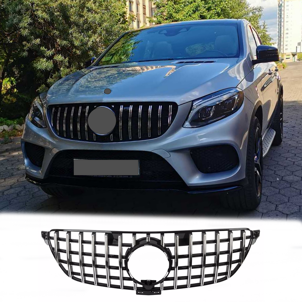 BUFEETERS Front Bumper Upper Grille W/Camera Hole Fit For 2016 2017 2018 2019 Mercedes Benz C292 GLE-CLASS Coupe,GT/Panamericana Style,Chrome&Black