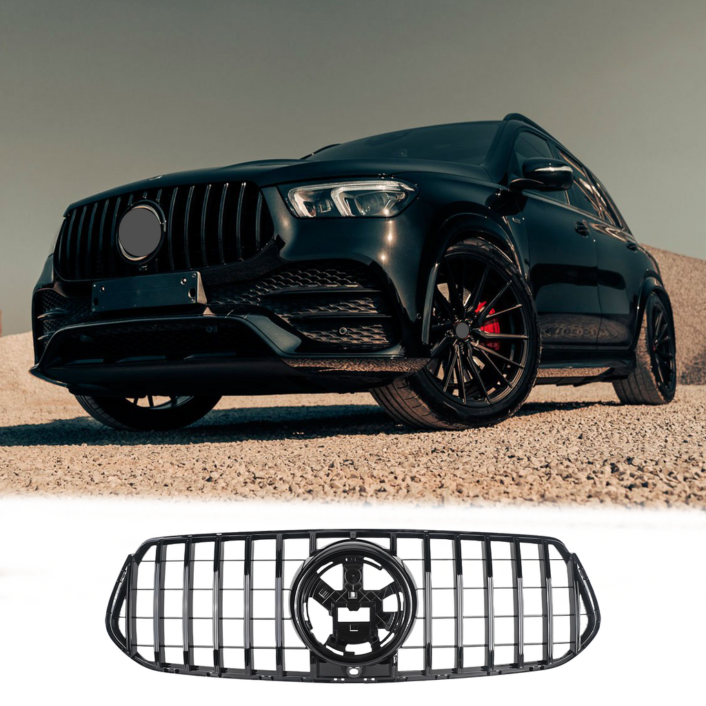 BUFEETERS  Front Bumper Upper Grille Fit For 2020 2021 2022 Mercedes Benz GLE-Class W167 AMG,GT Style,Gloss Black