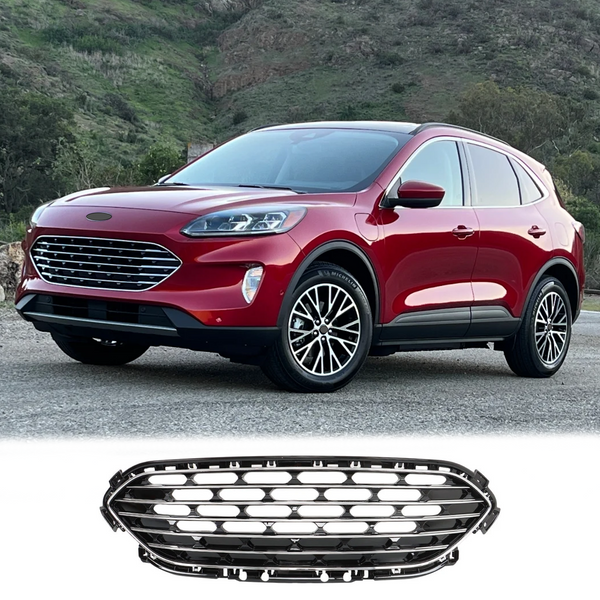 BUFEETERS  Front Bumper Upper Grille W/Chrome Trim Fit For 2020 2021 2022 Ford Escape,Honeycomb Style,Chrome&Black