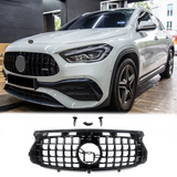 BUFEETERS Front Bumper Upper Grille Fit For 2020 2021 2022 2023 Benz H247 GLA35 GLA45 AMG Deluxe,GTR Style,Gloss Black