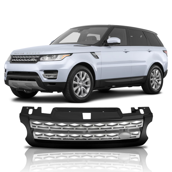 BUFEETERS Front Bumper Upper Grille Fit For 2014 2015 2016 2017 Range Rover Sport,Honeycomb Style,Black&Silver