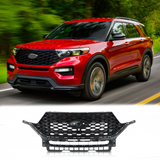 BUFEETERS Front Bumper Upper Grille Grill Fit For Ford Explorer ST 2020 2021 2022,Honeycomb/ST Style,Gloss Black