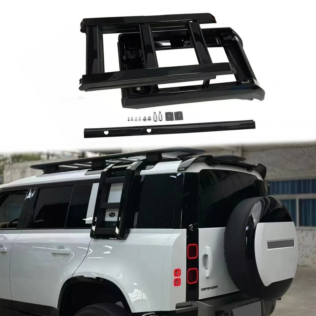 BUFEETRS Rear Access Ladder Side Window Step Ladder Fit for 2020 2021 2022 2023 2024 2025 Land Rover Defender 90 110 130,Gloss Black