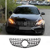 BUFEETERS   Front Bumper Upper Grille Fit For 2014 2015 2016 2017 Mercedes Benz E-CLASS C207 W207 Coupe,GTR Style,Chrome&Black