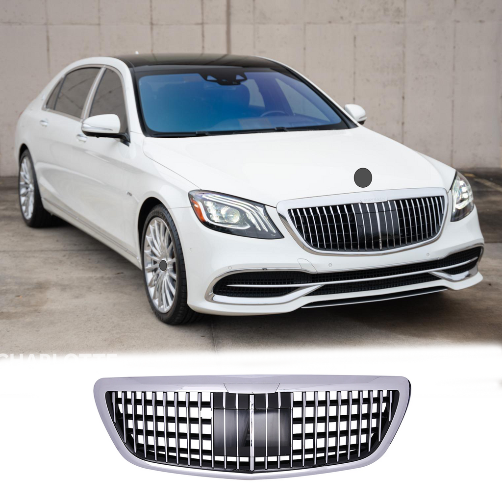 BUFEETERS  Front Upper Grille Fit For 2013 2014 2015 2016 2017 2018 2019 2020 Mercedes Benz S class W222 S400 S550,Maybach Style,Chrome&Black