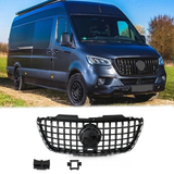 BUFEETERS  Front Bumper Upper Grille Fit For  Mercedes Benz Sprinter 1500 2500 3500 W907,GT Style,Blac2018 2019 2020 2021 2022 2023k