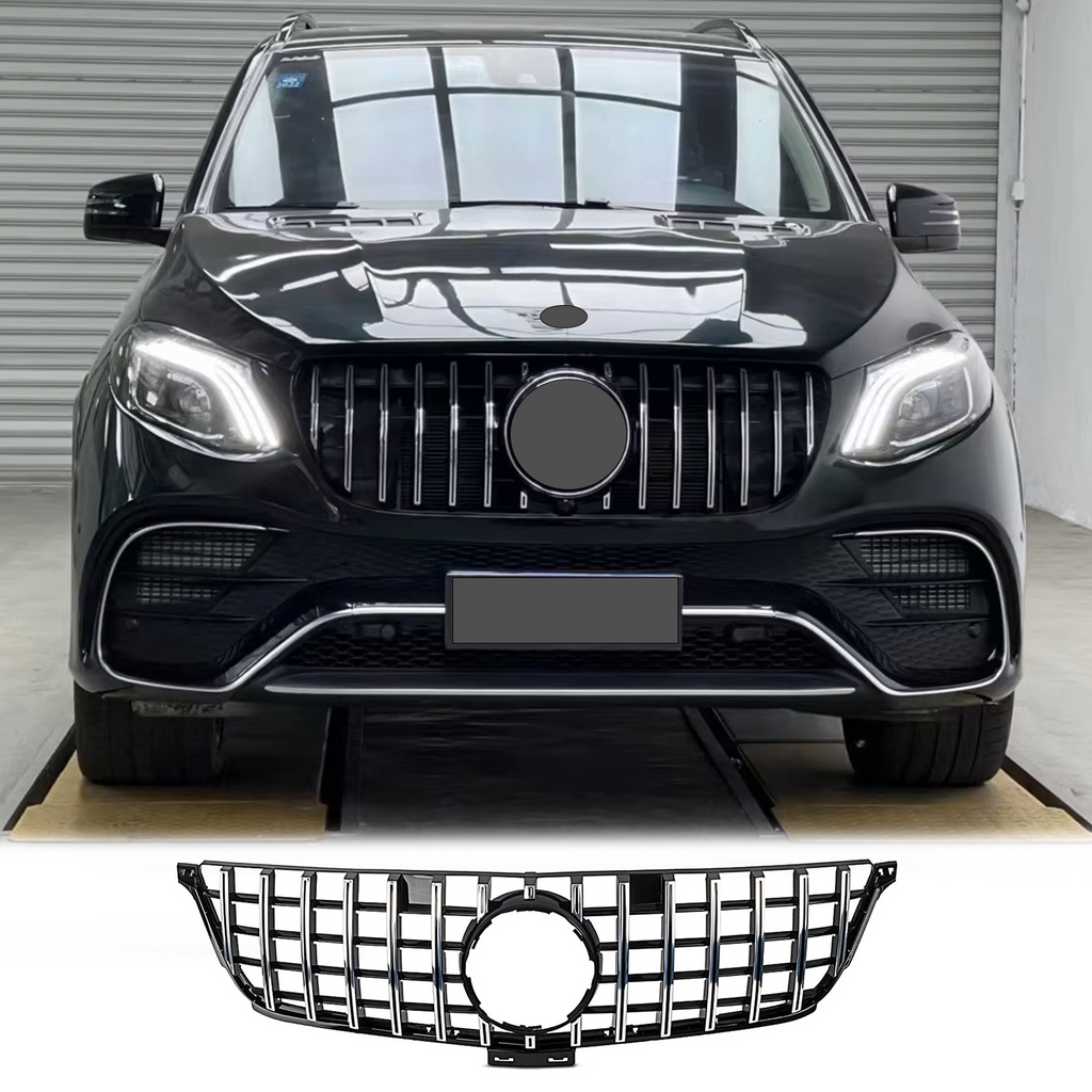 BUFEETERS  Front Bumper Upper Grille W/o Camera Hole Fit For 2012 2013 2014 2015 Benz W166 ML350 400 550 AMG,GT Style,Chrome&Black
