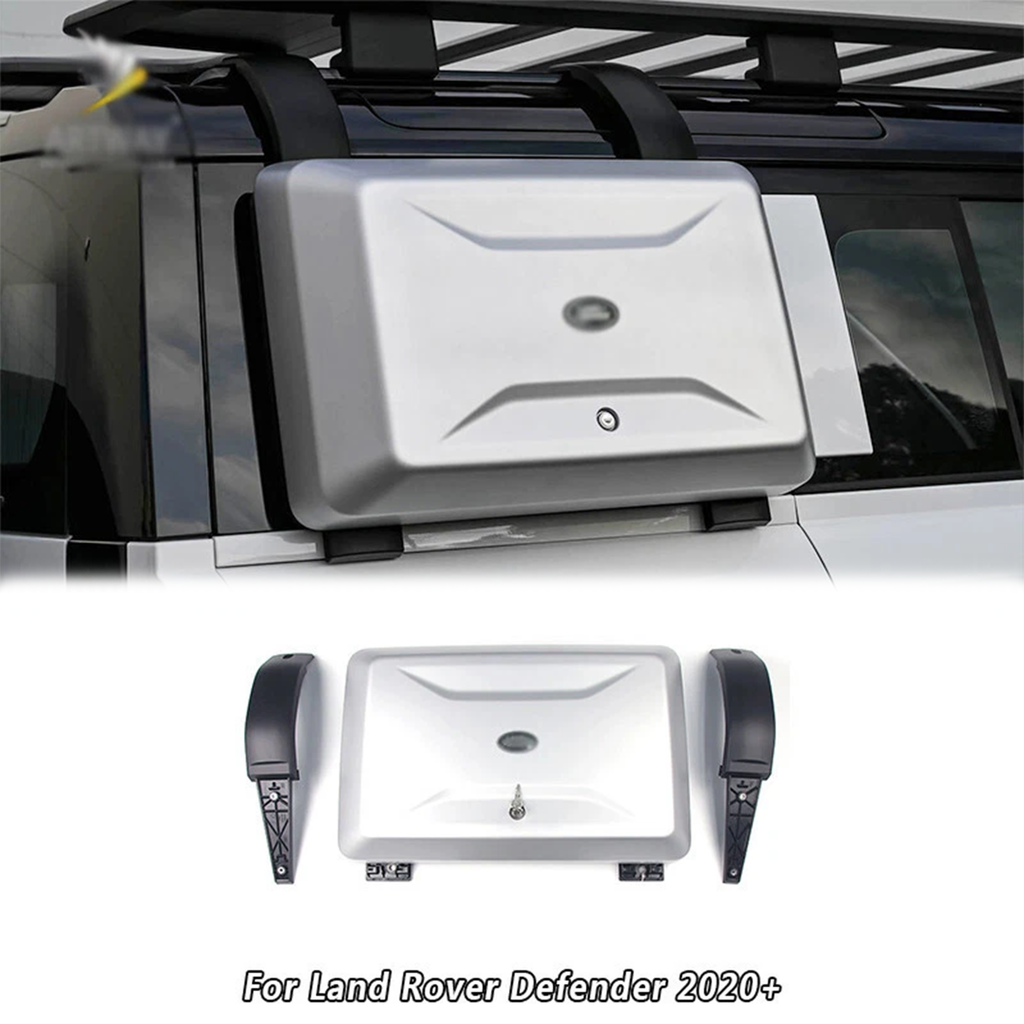BUFEETERS Side Mounted Gear Storage Box Carrier Fit For 2020 2021 2022 2023 2024 Land Rover Defender 90 110 130,Black Mixed Silver