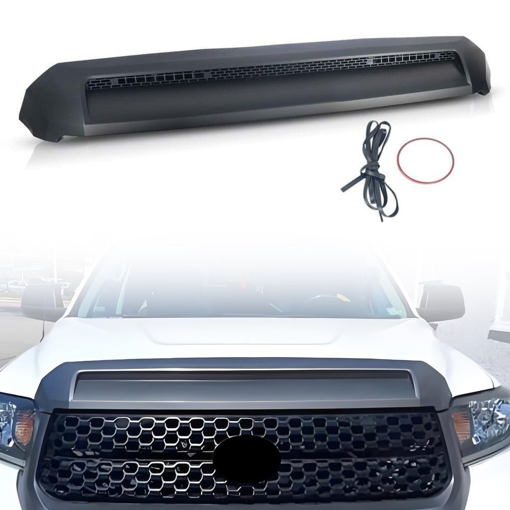 Front Upper Hood Bulge Molding Matte Fit For 2014-2021 Toyota Tundra Black