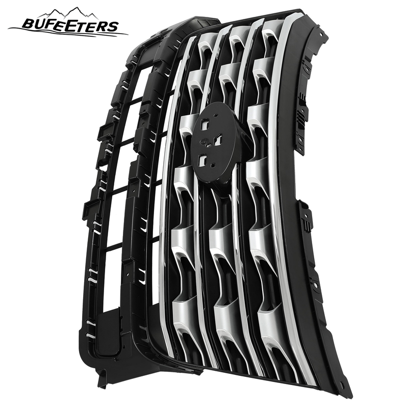 BUFEETERS Front Bumper Upper Grille Fit For 2016 2017 Ford Explorer,Factory Style,Silver Coated Black