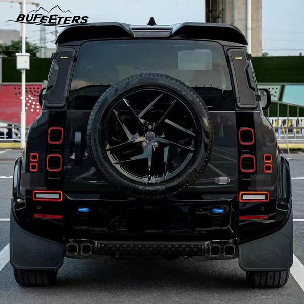 BUFEETERS Khan Look Exhause Pipe Fit For 2020 2021 2022 2023 2024 Land Rover Defender 110 130,Black