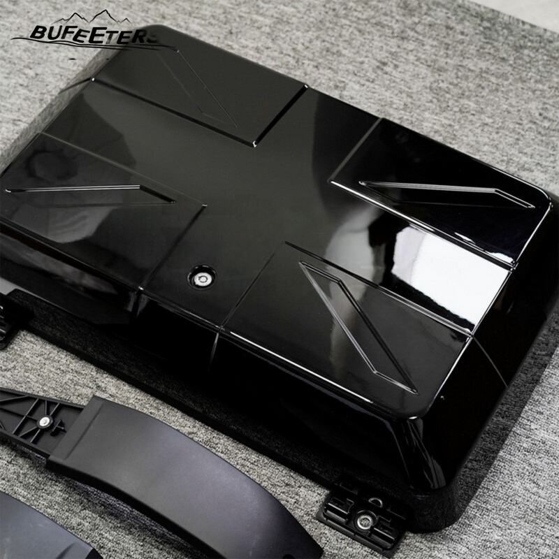 BUFEETERS Exterior Side Mounted Gear Box Carrier Luggage Fit For 2020 2021 2022 2023 2024 Land Rover Defender 90 110 130,Black with UK Flag Logo
