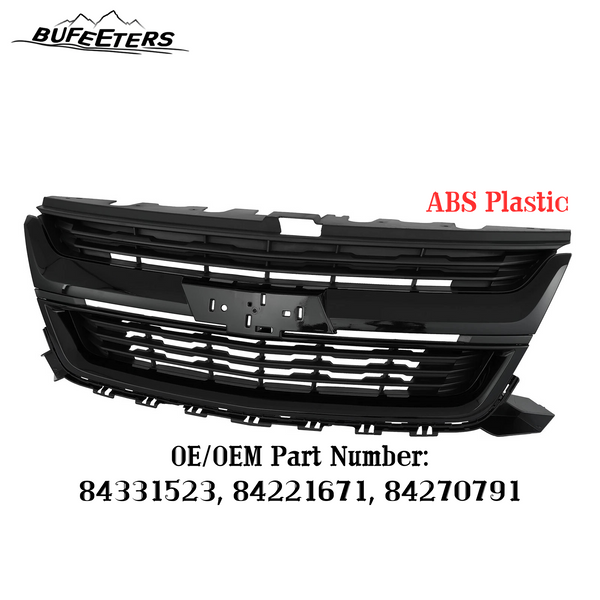BUFEETERS Front Bumper Upper Grille Fit For 2015 2016 2017 2018 2019 2020 Chevrolet Colorado,Mesh Style,Gloss Black