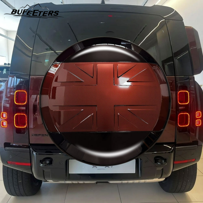 BUFEETERS Rear Spare Tire Cover Fit For 2020 2021 2022 2023 2024 2025 Land Rover Defender 90/110/130 Wheel Cover,Sedona Red&Gloss Black