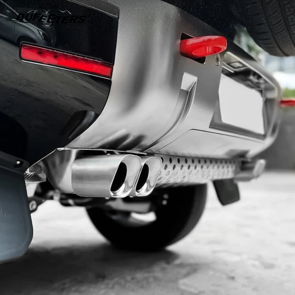 BUFEETERS 3pcs Tail Pipe Throat Exhaust Khan Look Fit For 2020 2021 2022 2023 2024 2025 Land Rover Defender 90 110 130,Silver