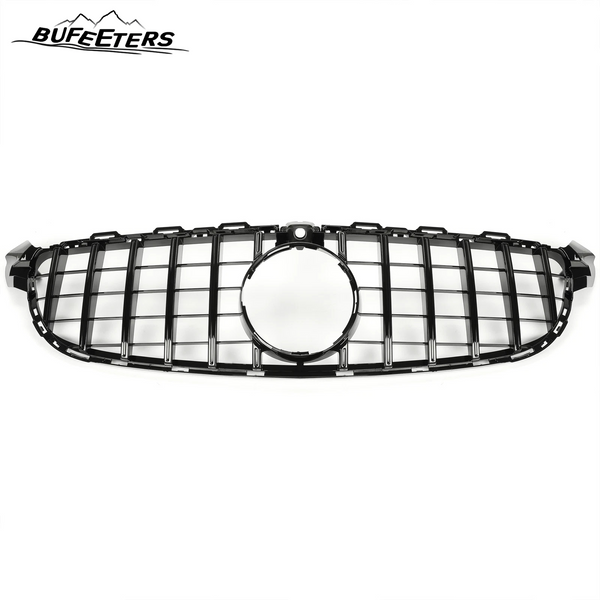BUFEETERS Front Bumper Upper Grille W/Camera Hole Fit For 2015 2016 2017 2018 Mercedes Benz W205 C63 C63s AMG S,GTR Style,Gloss Black