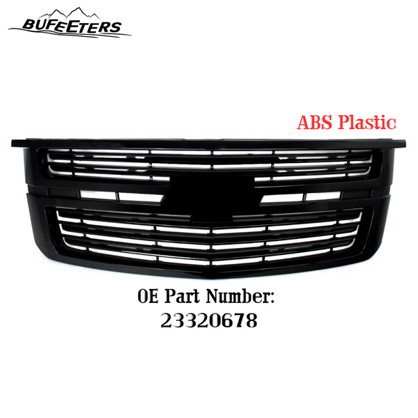 BUFEETERS Front Bumper Upper Grille Fit For 2015 2016 2017 2018 2019 2020 Chevrolet Tahoe,LTZ Style,Gloss Black