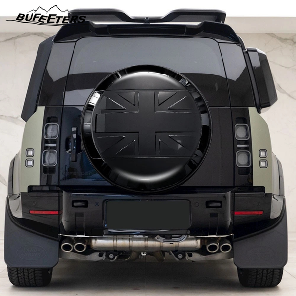 BUFEETERS Rear Spare Tire Cover Fit For 2020 2021 2022 2023 2024 2025 Land Rover Defender 90/110/130 Wheel Cover,Santorini Black&Gloss Black