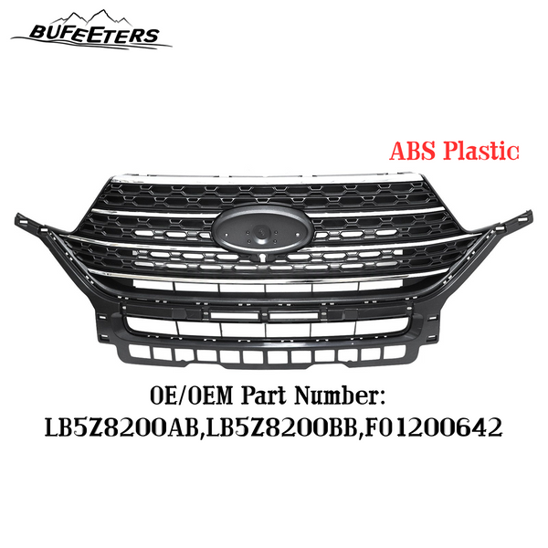 BUFEETERS  Front Bumper Upper Grille Assembly Fit For 2020 2021 2022 2023 Ford Explorer XLT,Honeycomb Style,Chrome&Gloss Black