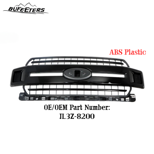 BUFEETERS  Front Bumper Upper Grille Fit For 2018 2019 2020 Ford F-150 XLT XL,Honeycomb Style,Gloss Black