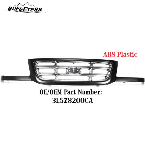 Front Bumper Upper Grille Fit For 2001 2002 2003 Ford Ranger,Mesh Style,Chrome&Black
