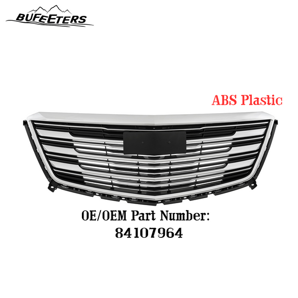 BUFEETERS   Front Bumper Upper Grille Fit For 2016 2017 2018 2019 2020 Cadillac XT5,Horizontal Billet  Style,Chrome&Black