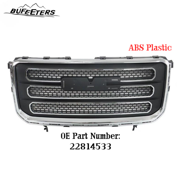 BUFEETERS Front High Chrome Shell Grille Assembly Fit For 2013 2014 2015 2016 GMC Acadia SLT,Factory Style,Chrome&Dark Gray