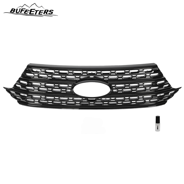 BUFEETERS Front Radiator Grille Overlay Cover Fit For 2020 2021 2022 2023 2024 Ford Explorer Base XLT,Mesh Style,Gloss Black