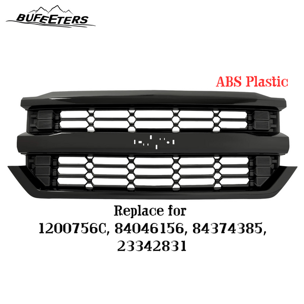 BUFEETERS  Front Bumper Upper Grille Fit For 2016 2017 2018 2019 Chevy Silverado 1500,Honeycomb Style,Gloss Black