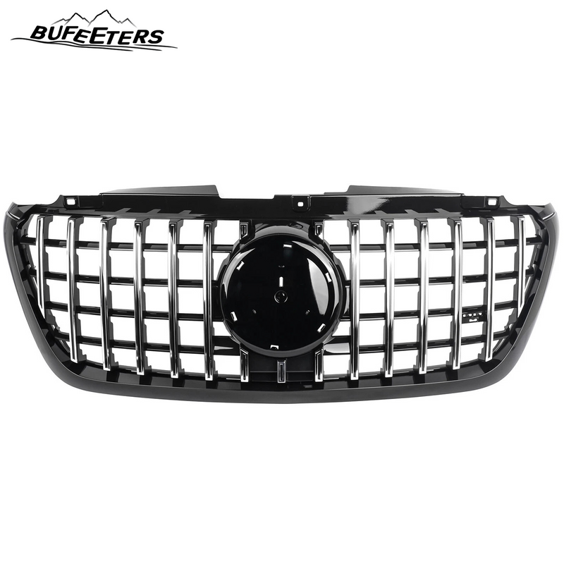 BUFEETERS  Front Bumper Upper Grille Fit For 2018 2019 2020 2021 2022 2023 2024 Mercedes Benz Sprinter 1500 2500 3500 W907 W910,GT Style,Chrome&Black