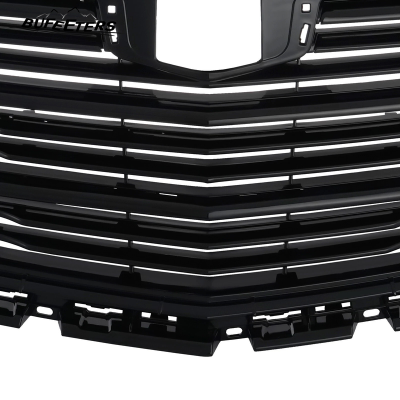 BUFEETERS   Front Bumper Upper Grille Fit For 2016 2017 2018 2019 2020 Cadillac XT5,Horizontal Billet Style,Gloss Black