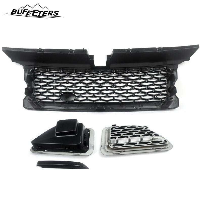 BUFEETERS  Front Grille Pair Air Side Vents Fit For 2006 2007 2008 2009 Range Rover Sport,Honeycomb Style,Gloss Black