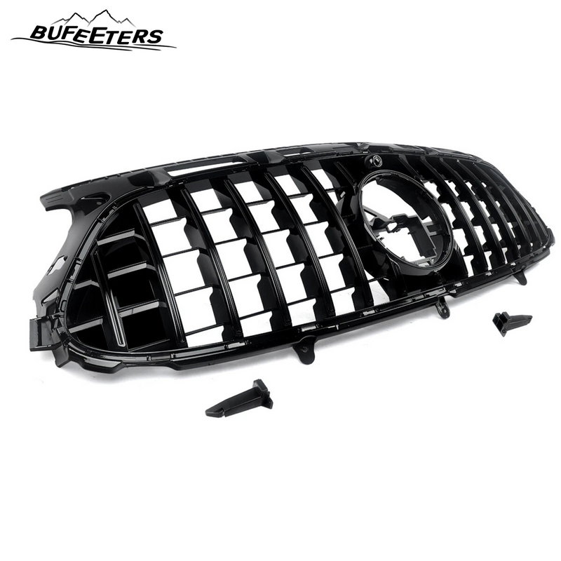BUFEETERS Front Bumper Upper Grille Fit For 2020 2021 2022 2023 Benz H247 GLA35 GLA45 AMG Deluxe,GTR Style,Gloss Black