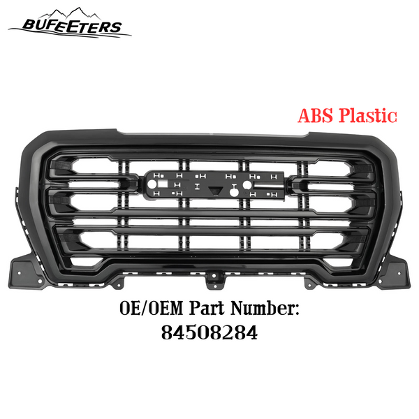 BUFEETERS Front Bumper Upper Grille Fit For 2019 2020 2021 GMC Sierra 1500,Factory Style,Gloss Black