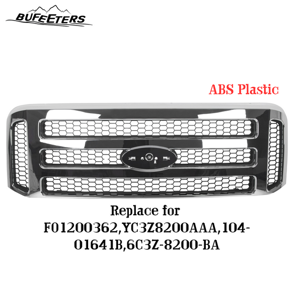 BUFEETERS 2006 Style Grille Grill Conversion Fit For 1999 2000 2001 2002 2003 2004 Ford F250 F350 F450 F550 Super Duty,Honeycomb Style,Chrome&Silver
