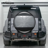 BUFEETERS Rear Spare Tire Cover Fit For 2020 2021 2022 2023 2024 2025 Land Rover Defender 90/110/130 Wheel Cover,Eiger Grey&Gloss Black